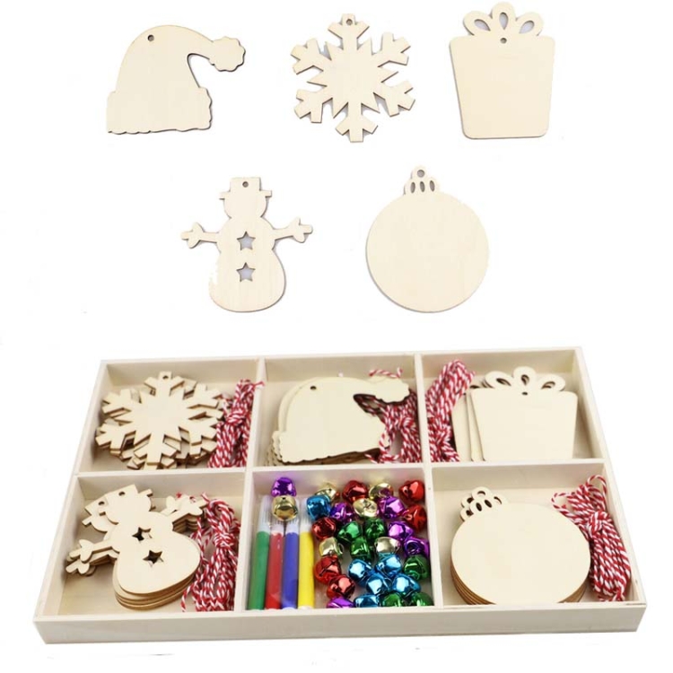 

Christmas Creative DIY Decoration Gift Set Handmade Wood Chip Pendant, Style:JM02040