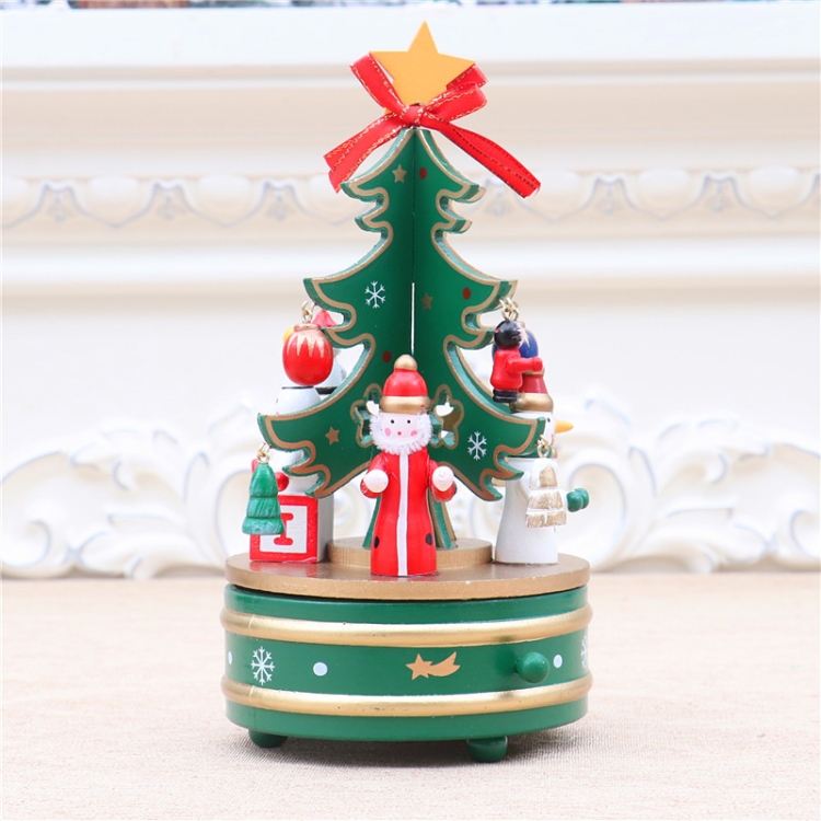 

Christmas Decorations Christmas Tree Wooden Rotating Music Box(Green)