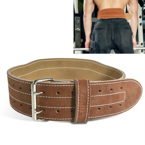 

EADEN Cowhide Fitness Waist Protective Belt Squat Weightlifting Waist Support, Size:L(Brown)