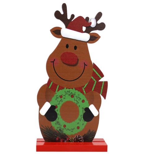 

3 PCS Christmas Festival Decorations Wooden Figure Desktop Decoration, Specification: Elk Wreath