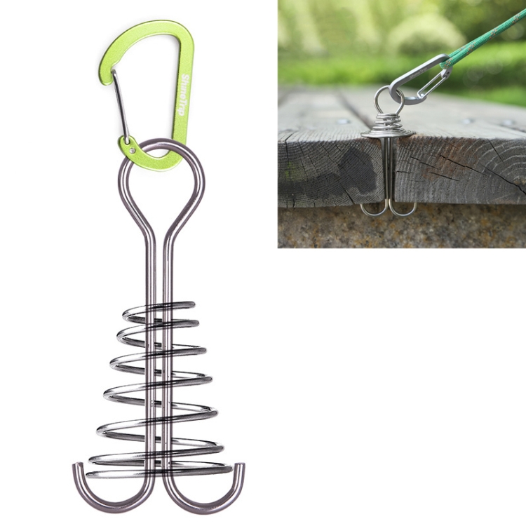 

5 PCS Outdoor Camping Equipment Tent Wind Rope Canopy Fixed Buckle Aluminum Alloy Steel Wire Spring Nail(Green)