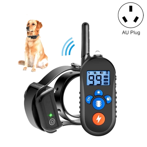 

800m Remote Control Electric Shock Bark Stopper Vibration Warning Pet Supplies Electronic Waterproof Collar Dog Training Device, Style:556-1(AU Plug)