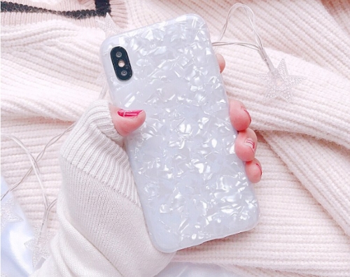 

Glitter Dream Shell Pattern Soft Silicone Cases for iPhone XR(White)