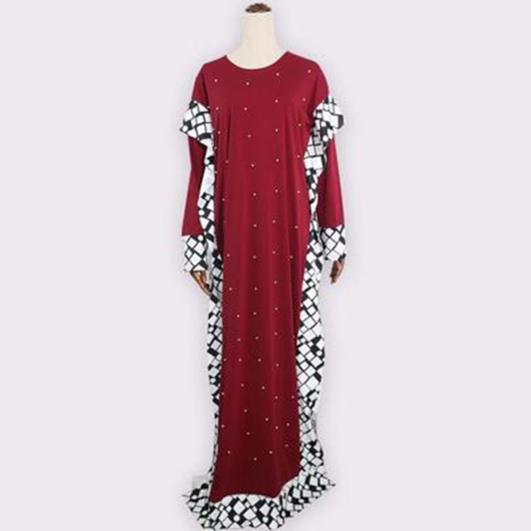 

Bubble Beads Solid Color Long-Sleeved Stretch Commuter Dress, Size:One Size(Red Wine)