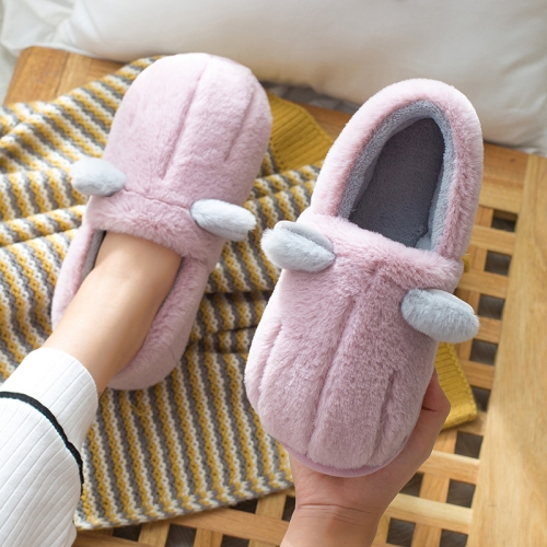 

With Heel Cotton Slippers Female Cute Plush Winter Home Indoor Warmth Thick Bottom Cotton Slippers, Colour: Purple(36-37)