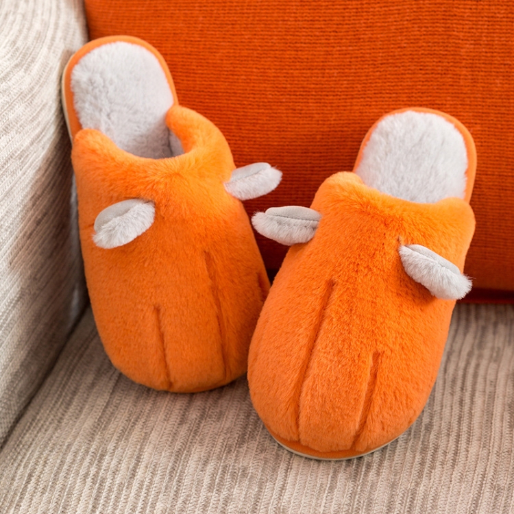 

Cute Cotton Slippers Women Winter Plush Thick Bottom Warm Indoor Cotton Slippers Household Cat Claw Cotton Slippers, Colour: Orange(36-37 )