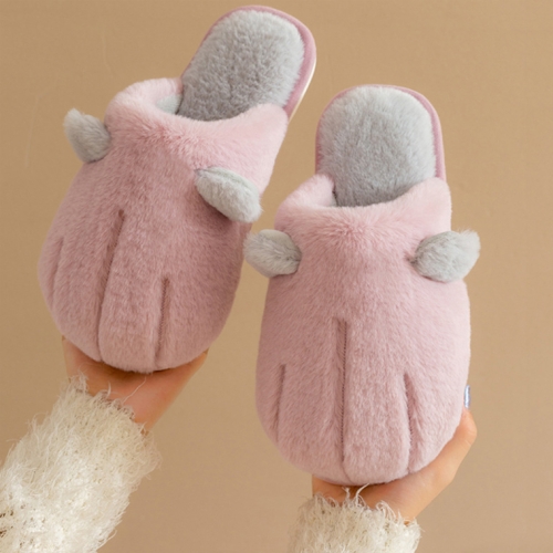 

Cute Cotton Slippers Women Winter Plush Thick Bottom Warm Indoor Cotton Slippers Household Cat Claw Cotton Slippers, Colour: Purple(38-39 )
