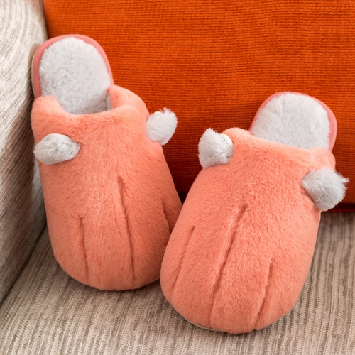 

Cute Cotton Slippers Women Winter Plush Thick Bottom Warm Indoor Cotton Slippers Household Cat Claw Cotton Slippers, Colour: Red(36-37 )