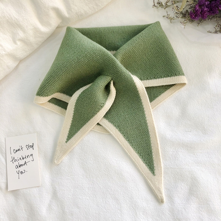 

Autumn & Winter Knitted Woolen Scarf Women Two-colors Mini Triangle Scarf Warm Scarf, Length (CM): 80-100cm(Avocado Green)