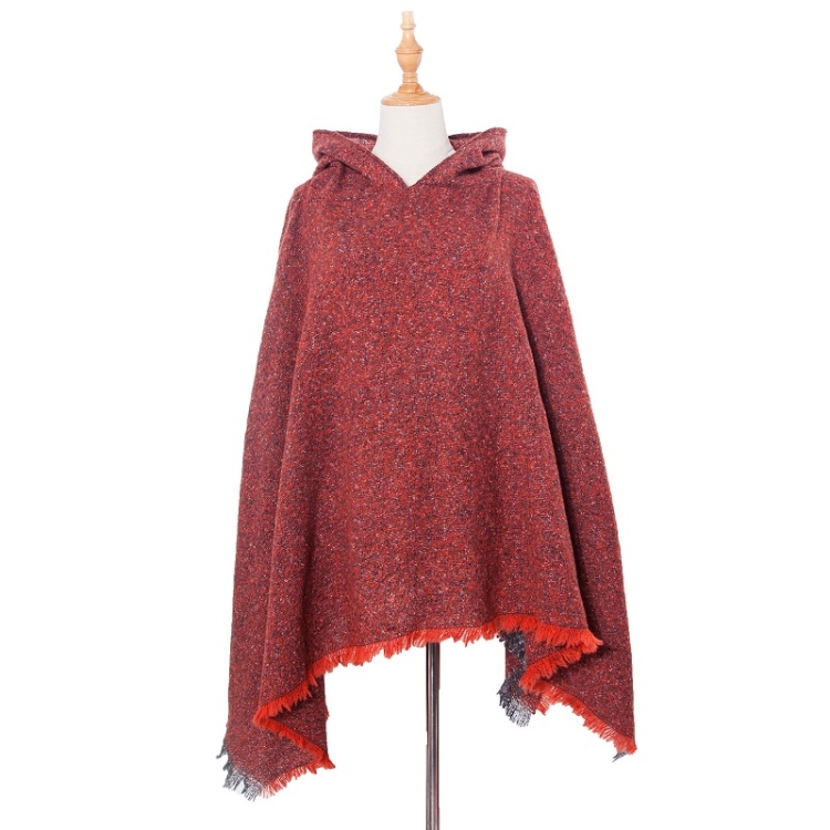 

Spring Autumn Winter Checkered Pattern Hooded Cloak Shawl Scarf, Length (CM): 135cm(DP3-03 Red)