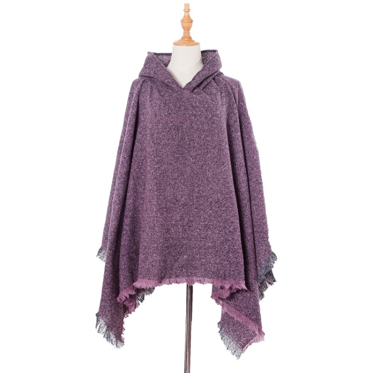 

Spring Autumn Winter Checkered Pattern Hooded Cloak Shawl Scarf, Length (CM): 135cm(DP3-08 Purple)