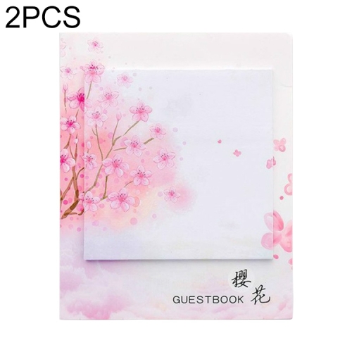 

2 PCS Sakura Self Stick Notes Self-adhesive Sticky Note Cute Notepads Posted Writing Pads Stickers Paper(Full of cherry blossoms)