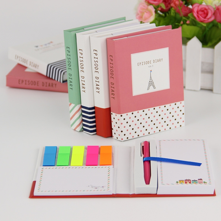

2 PCS Creative Hardcover Combination Notepad Sticky Notes Stationery Office School Supplies with Pen, Random Color Delivery