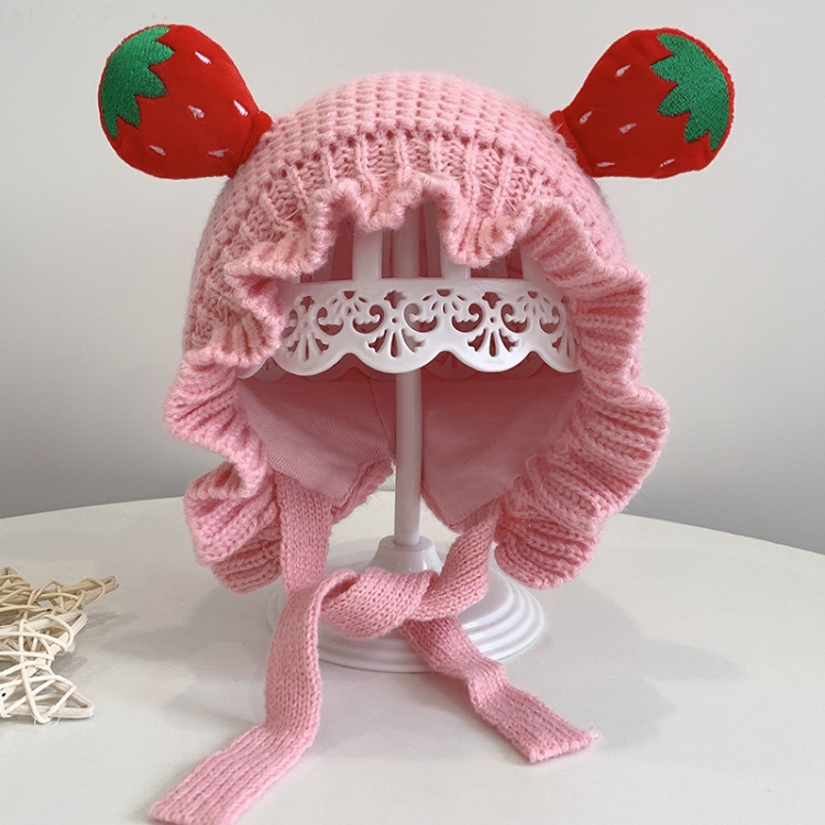 

Children Cotton Fruit Shape Woolen Hat Baby Warm Knitted Hat, Size: Free Size(Pink)