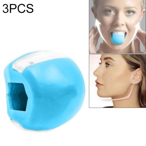 

3 PCS Masseter Ball Mandibular Trainer Facial Muscle Trainer Silicone Face-Lifting Device(Blue)