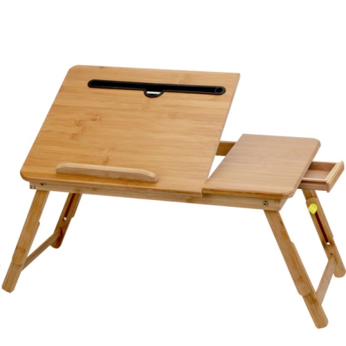 

Folding Laptop Desk Bed Card Slot Lifting Type Lazy Computer Desk, Size: Small (50cm), Style:with Drawer