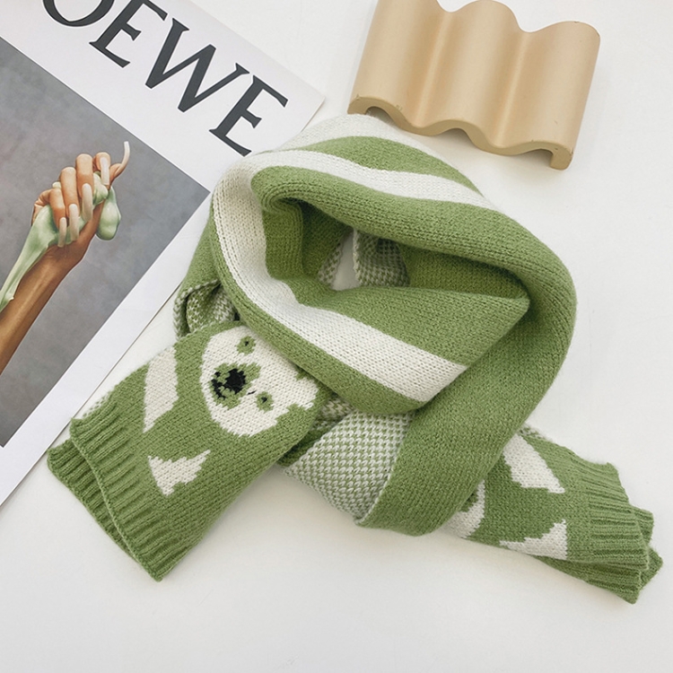 

WJ8662 Cartoon Bear Pattern Children Scarf Autumn And Winter Knitted Baby Scarf, Length (CM): 125cm(Green)