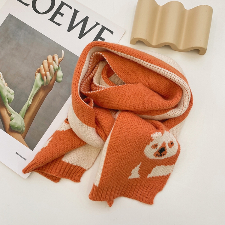 

WJ8662 Cartoon Bear Pattern Children Scarf Autumn And Winter Knitted Baby Scarf, Length (CM): 125cm(Orange)