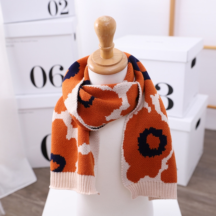

WJ8654 Leopard Texture Children Scarf Autumn And Winter Wild Knitted Warmth Scarf, Length (CM): 120cm(Dark Orange)