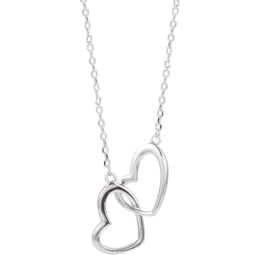 

925 Sterling Silver Lock Double Love Necklace Simple Sweet Beauty Student Jewelry