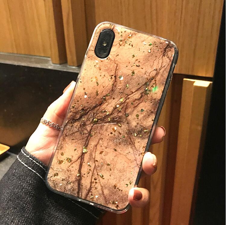 

Luxury Gold Foil Bling Marble Phone Case For iPhone X XS Max XR Soft TPU Cover For iPhone 7 8 6 6s Plus For Women, Material:For iPhone 7(Dark)