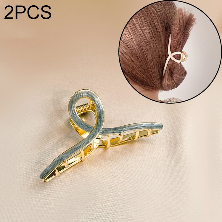 

2 PCS Retro Cross Geometric Wild Hollow Hair Ornament Metal Hair Clip(Gray)