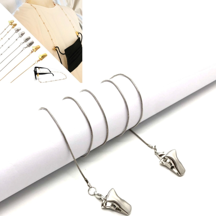 

4 PCS Clip Style Mask Lanyard Chain Glasses Anti-Lost Decorative Rope, Style:Round Snake Chain(White K)