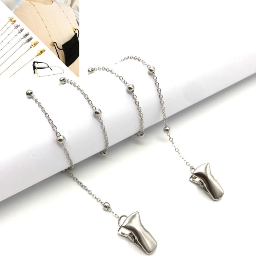 

4 PCS Clip Style Mask Lanyard Chain Glasses Anti-Lost Decorative Rope, Style:Bead Chain(White K)