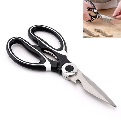 

Multifunctional Household Stainless Steel Scissors Can Clamp Food Scissors(Black White)