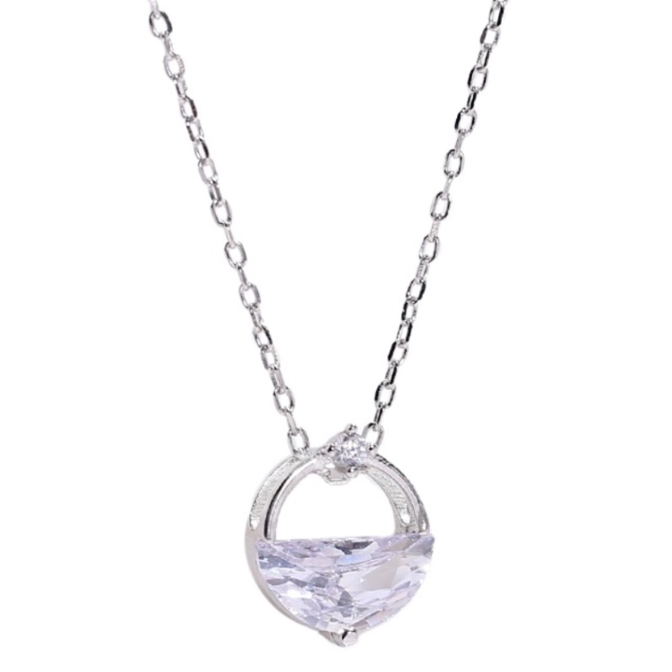 

S925 Sterling Silver Clear Spring Water Necklace Valentine Day Accessories(White Gold)