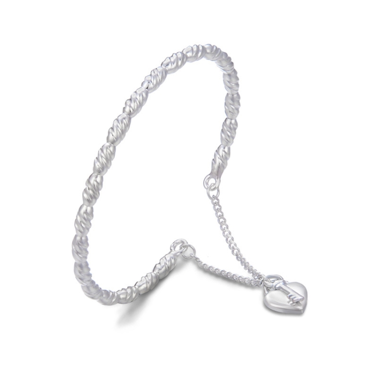 

S990 Sterling Silver Bracelet Ladies Twist Love Lock Open Bracelet
