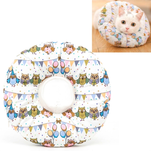 

Cat Supplies Detachable Waterproof Anti-Bite Anti-Licking Collar Cat Circle Neck Headgear, Specification: S(White Owl)