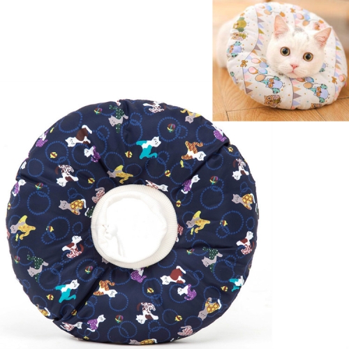 

Cat Supplies Detachable Waterproof Anti-Bite Anti-Licking Collar Cat Circle Neck Headgear, Specification: S(Navy Cat)