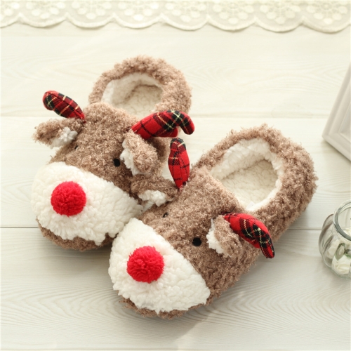 

Elk Slippers Cute Thick-Soled With Heel Cotton Slippers Autumn And Winter Cotton Slippers, Colour: Brown(35)