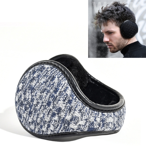 

2 PCS DEZ01 Winter Men Checkered Pattern Plush Foldable Warm Earmuffs Ear Bag, Size: Free Size(Blue and White)