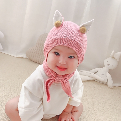 

MZ9959 2 in 1 Knitted Ear Woolen Cap Winter Children Hat + Scarf Set, Size: Suitable for 3-12 Months Baby(Skin Powder)