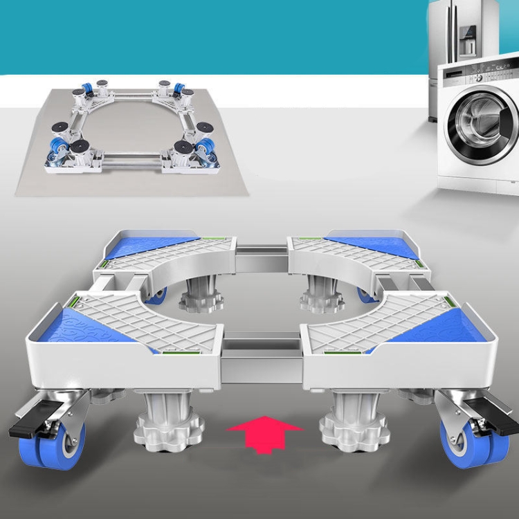 

Double Tubes 4 Wheels + 8 Legs Adjustable Stainless Steel Refrigerator Bracket Washing Machine Base Bracket