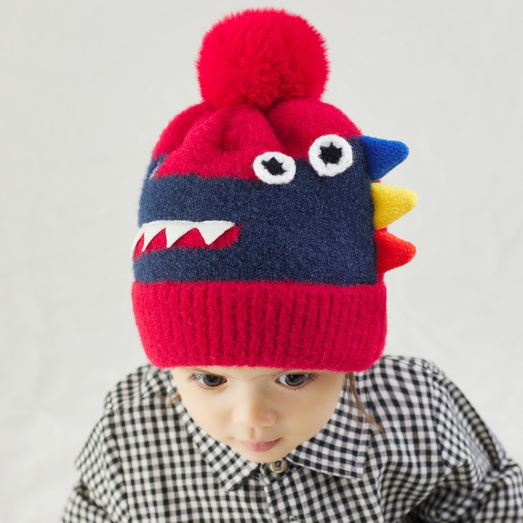 

Cartoon Dinosaur Children Woolen Hat Autumn Winter Knitted Hat, Size:Free Size(Red)