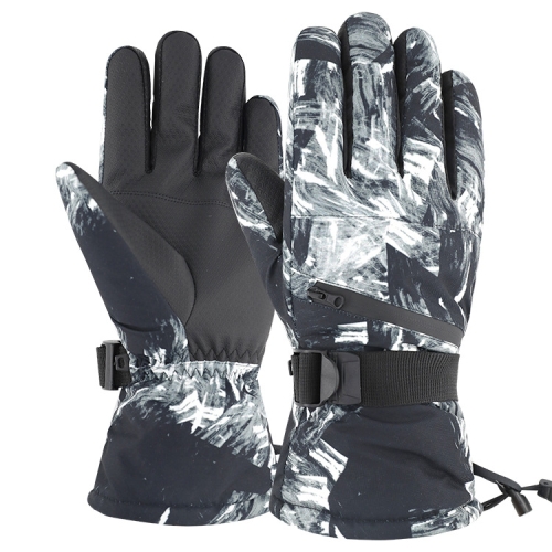 

Winter Thermal Ski Gloves Outdoor Waterproof Velvet Gloves Thickening Touch Screen Motorcycle Gloves, Size: M(Black)