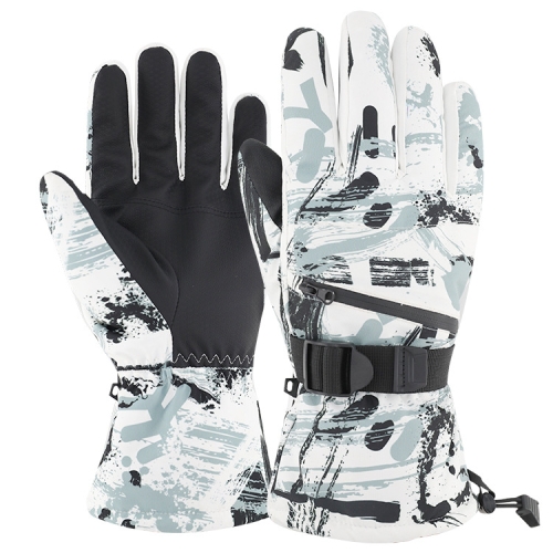 

Winter Thermal Ski Gloves Outdoor Waterproof Velvet Gloves Thickening Touch Screen Motorcycle Gloves, Size: XL(White)