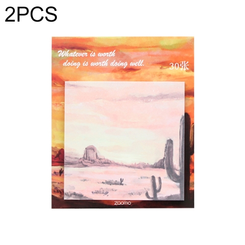 

2 PCS Creative Oil Painting Memo Pad Paper Post Notes Sticky Notes Notepad Stationery(Desert)