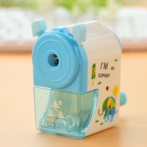 

Hand Crank Mechanical Sharpener Creative Student Cartoon Animals Print Pencil Sharpener(Blue)