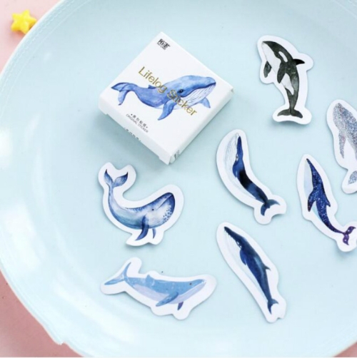 

2 PCS Whale Handbook Sticker Sticker DIY Decorative Sealing Sticker