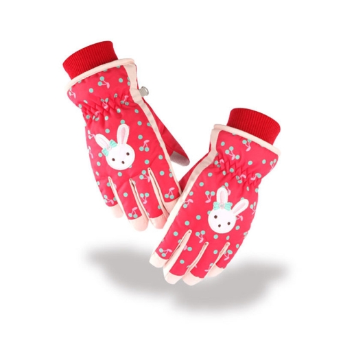 

Cartoon Bow Rabbit Pattern Children Ski Gloves Windproof Waterproof Warm Cotton Gloves, Colour: Red(S)