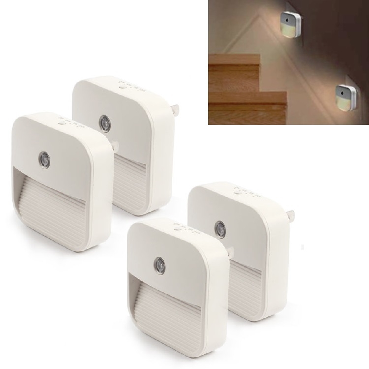 

4 PCS Light Control Smart Sensor Night Light Bedroom LED Light, US Plug, Style:Dimmable, Specification:6LED