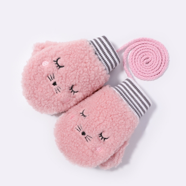 

Children Gloves Plus Velvet Warm Gloves Cute Mitten Thicken Lanyard Gloves, Colour: Pink (Plus Velvet Thickening)(M (5-12 years old))