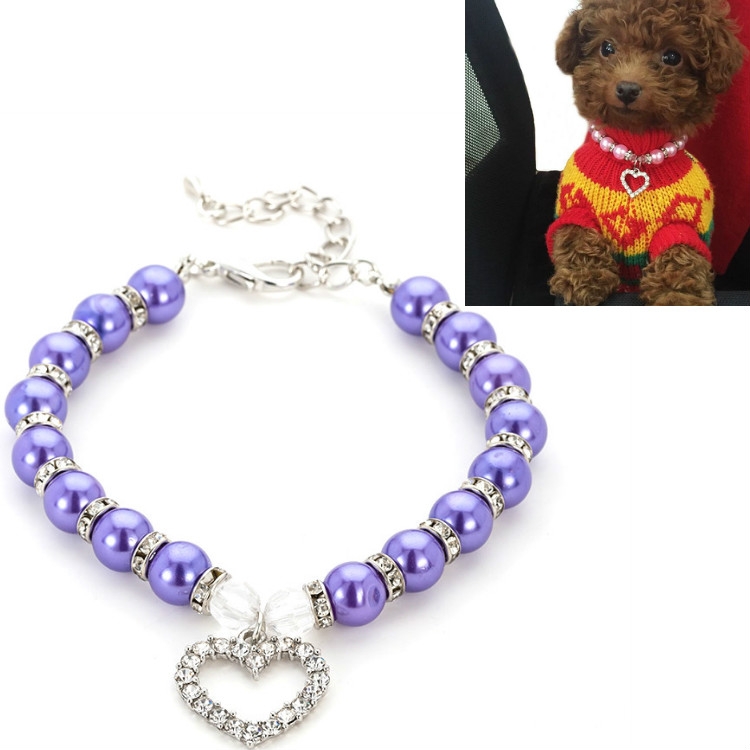 

5 PCS Pet Supplies Pearl Necklace Pet Collars Cat and Dog Accessories, Size:S(Purple)
