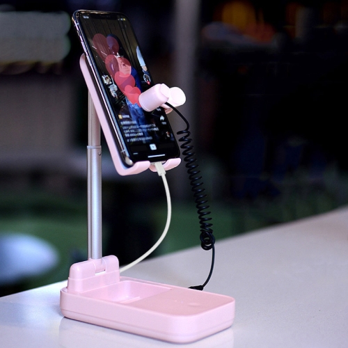 

Lazy Desktop Mobile Phone Screen Live Broadcast Bracket Liker With Power Bank Function, Style:One Machine with One Ports(Pink)