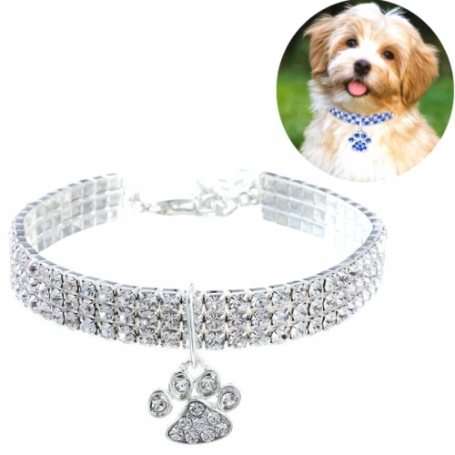 

2 PCS Pet Collar Diamond Elastic Cat And Dog Necklace Jewelry, Size:S(White)