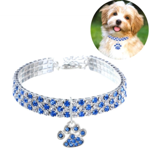 

2 PCS Pet Collar Diamond Elastic Cat And Dog Necklace Jewelry, Size:L(Blue White)